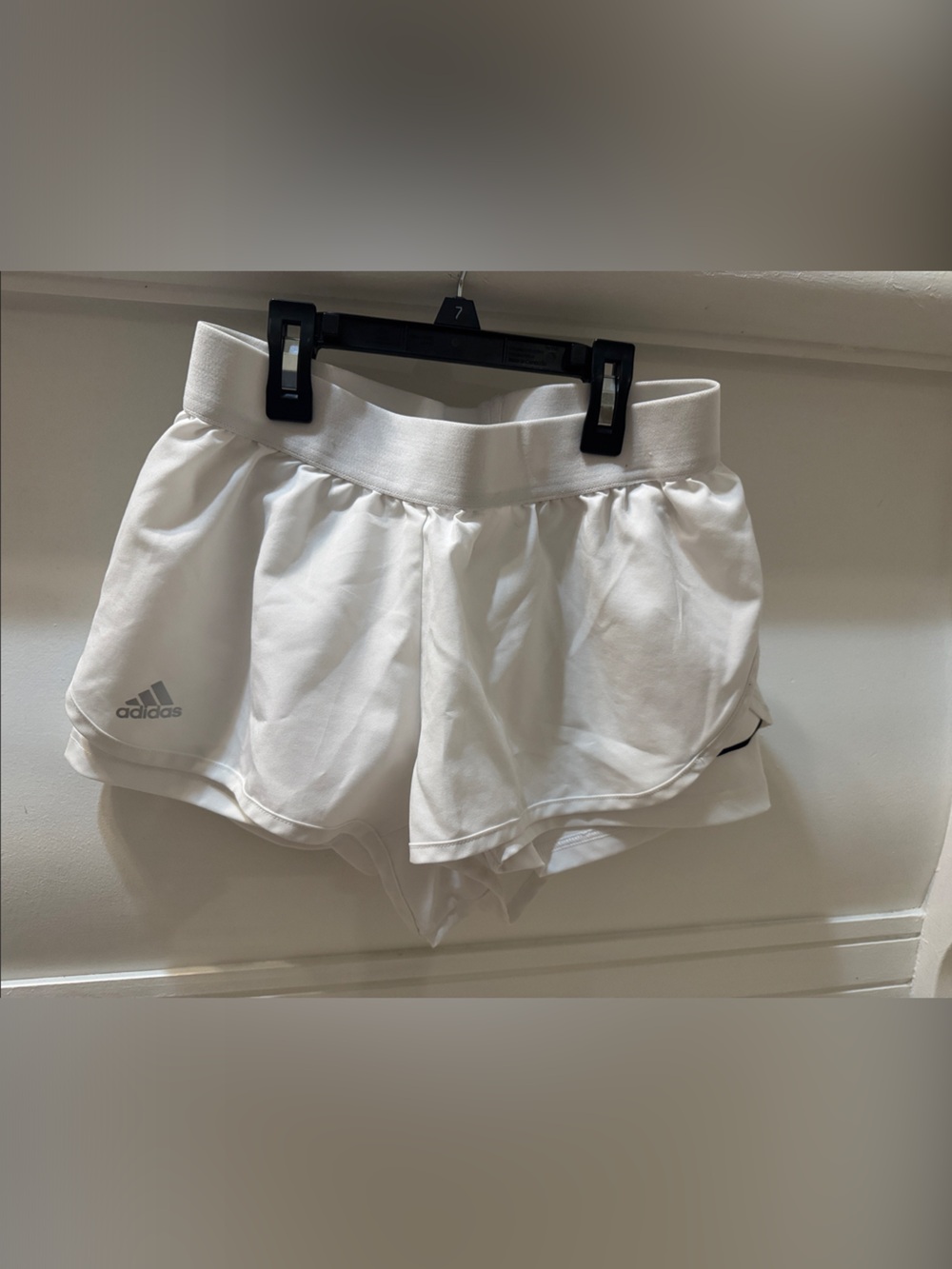adidas White Athletic Shorts with Subtle Gray Logo medium